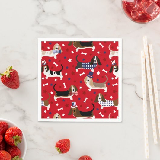 Patriotic Basset Hound Napkins Servet (Insitu)