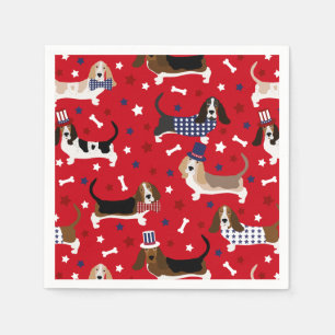 Patriotic Basset Hound Napkins Servet