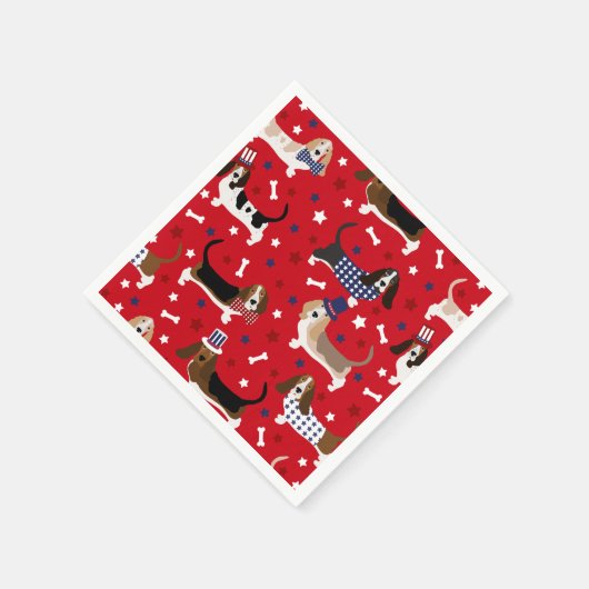 Patriotic Basset Hound Napkins Servet (Hoek)