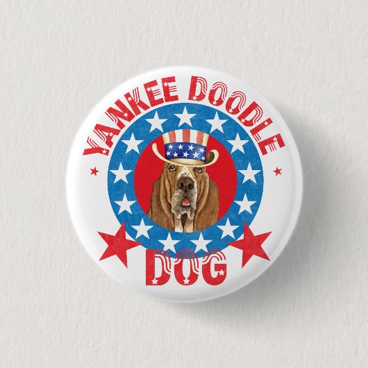 Patriotic Basset Ronde Button 3,2 Cm (Voorkant)