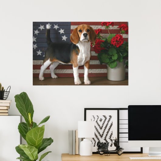 Patriotic Beagle Poster (Thuiskantoor)