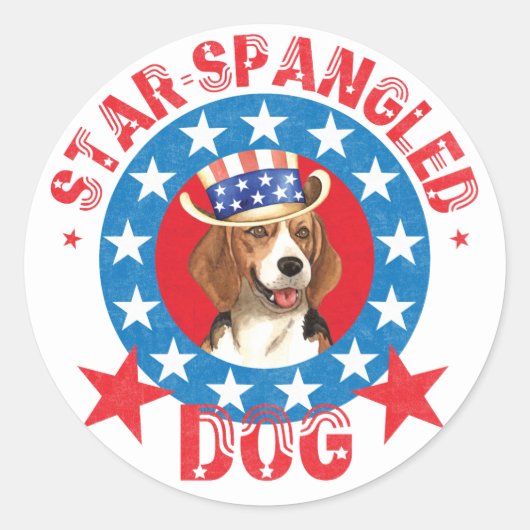 Patriotic Beagle Ronde Sticker (Voorkant)