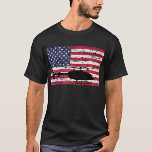 Patriotic Bell 407 helikopter Amerikaanse vlag T-S T-shirt (Voorkant)