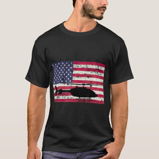 Patriotic Bell 407 helikopter Amerikaanse vlag T-shirt (Voorkant)