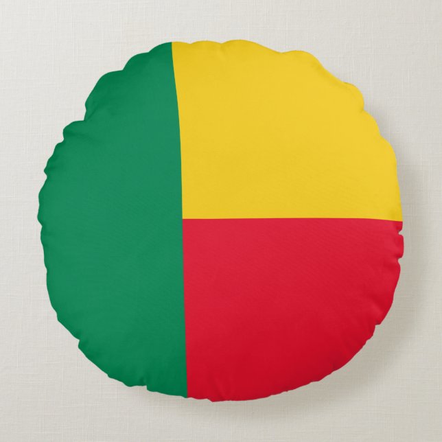 Patriotic Benin Flag Rond Kussen (Voorkant)