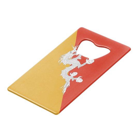 Patriotic Bhutan Flag Creditkaart Flessenopener (Achterkant Gekanteld)