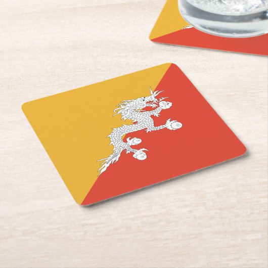 Patriotic Bhutan Flag Kartonnen Onderzetters (Schuin)