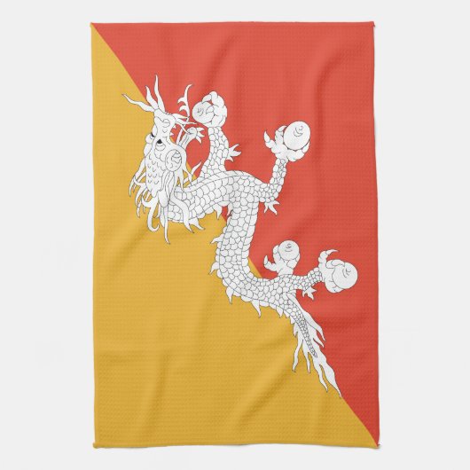 Patriotic Bhutan Flag Theedoek (Verticaal)