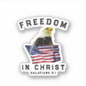 Patriotic Bible Verse Freedom in Christ Vinyl Sticker (Voorkant)