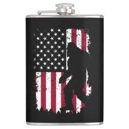 Patriotic Bigfoot American Flag Sasquatch Heupfles