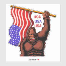 Patriotic Bigfoot Sasquatch USA Vlag Sticker