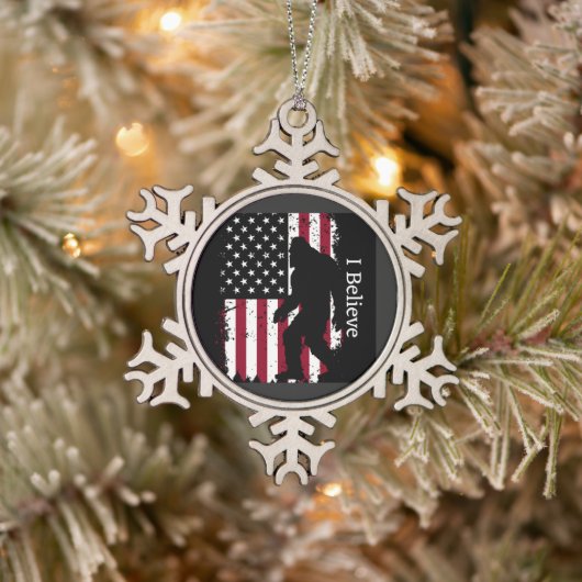 Patriotic Bigfoot Tin Sneeuwvlok Ornament (Boom)