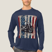 Patriotic Biker T-Shirt with Wood Grain Flag (Voorkant volledig)
