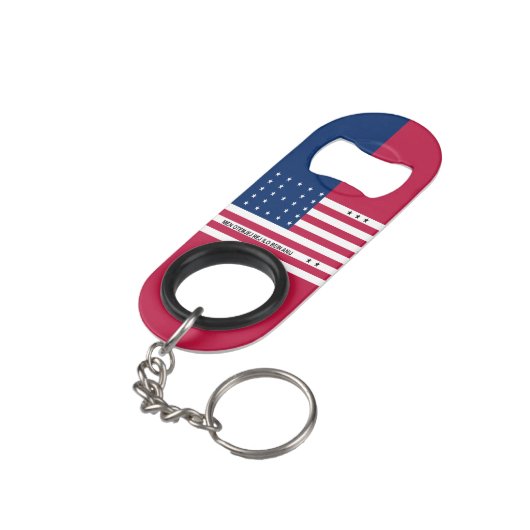 Patriotic Bikini Atoll Flag Mini Flessenopener (Achterkant Gekanteld)