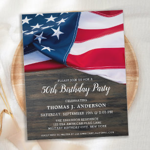 Patriotic Birthday American Flag Budget Invitation Briefkaart