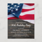 Patriotic Birthday American Flag Budget Invitation Briefkaart (Voorkant)