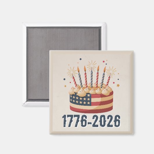 Patriotic Birthday Cake 1776-2026 Celebration Magneet (Voorkant / Achterkant)