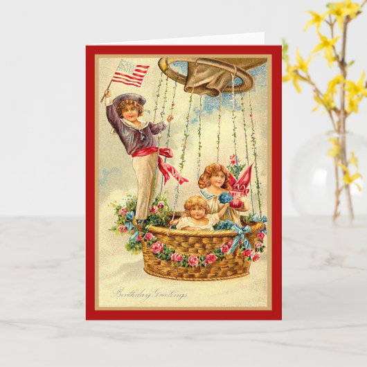 Patriotic Birthday Greetings Kaart (Gele Bloem)