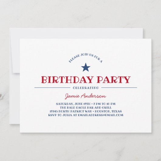 Patriotic Birthday Party Kaart (Voorkant)