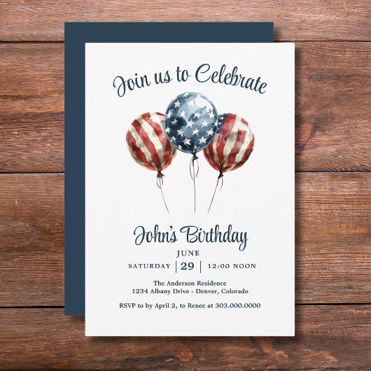 Patriotic Birthday Party Kaart