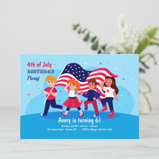 Patriotic Birthday Party Kaart (Staand voorkant)