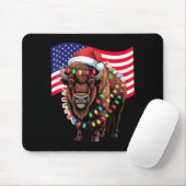 Patriotic Bison Buffalo Christmas Usa Flag Holiday Muismat (Met muis)