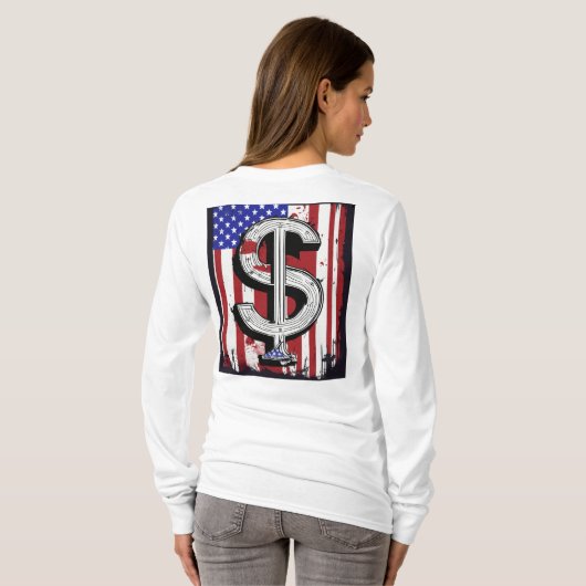 Patriotic Bite: Dollar Sign met T-shirt met Amerik (Achterkant volledig)