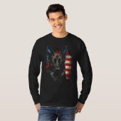 Patriotic Black German Shepherd American Flag Dog  T-shirt (Voorkant volledig)