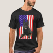 Patriotic Black German Shepherd American Flag T-shirt (Voorkant)