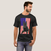 Patriotic Black German Shepherd American Flag T-shirt (Voorkant volledig)
