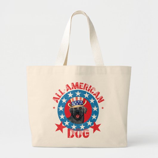 Patriotic Black Lab Grote Tote Bag (Voorkant)
