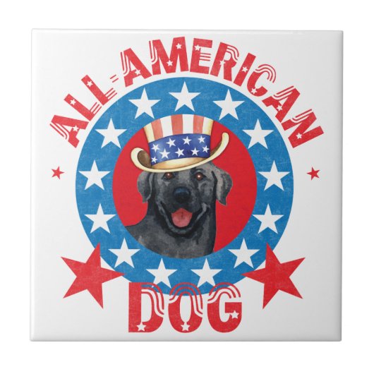 Patriotic Black Lab Tegeltje (Voorkant)