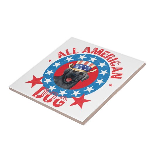 Patriotic Black Lab Tegeltje (Zijkant)
