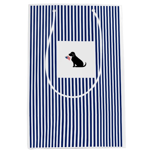 Patriotic Black Lab USA Preppy Pet Dog Fun Medium Cadeauzakje (Voorkant)
