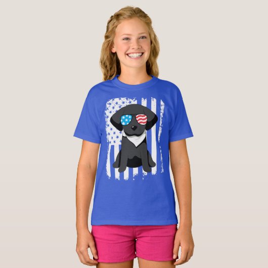 Patriotic Black Labrador Dog T-shirt (Voorkant volledig)