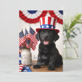 Patriotic Black Labrador Puppy Invitation | Kaart (Staand voorkant)