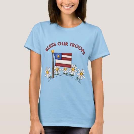 Patriotic Bless Our Troops T-shirt (Voorkant)