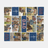 Patriotic Blessed Dad 12 Photo Collage Custom Text Fleece Deken (Voorkant (Horizontaal))