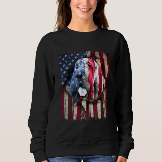 Patriotic Bloodhound American Flag USA Dog Trui (Voorkant)