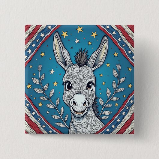 Patriotic Blue Donkey Illustration Vierkante Button 5,1 Cm (Voorkant)