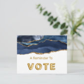 Patriotic Blue Gold Agate Vote Briefkaart (Staand voorkant)