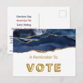 Patriotic Blue Gold Agate Vote Briefkaart (Voorkant / Achterkant)