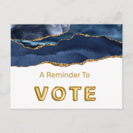Patriotic Blue Gold Agate Vote Briefkaart