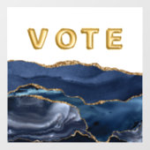 Patriotic Blue Gold Agate Vote Raamsticker (Vel)