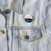 Patriotic Blue Gold Agate Vote Ronde Button 3,2 Cm (In situ)