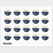 Patriotic Blue Gold Agate Vote Ronde Sticker (Vel)