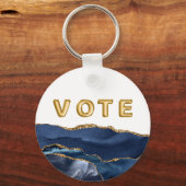 Patriotic Blue Gold Agate Vote Sleutelhanger (Achterkant)