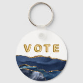 Patriotic Blue Gold Agate Vote Sleutelhanger (Achterkant)
