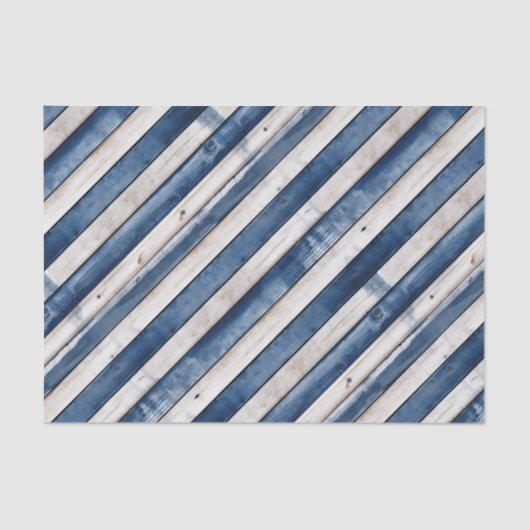 Patriotic Blue Stripe Wood Tissuepapier (Voorkant)