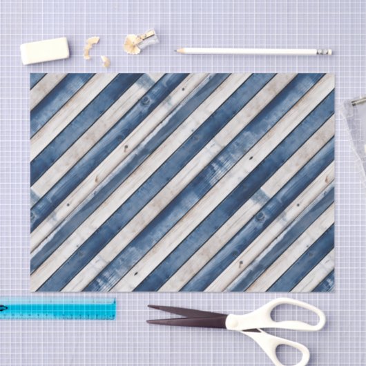 Patriotic Blue Stripe Wood Tissuepapier (Craft)